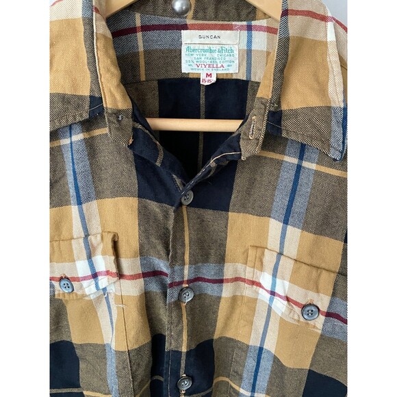 Vintage ABERCROMBIE & FITCH Viyella Wool Blend Plaid Men’s Shirt M 15-15 1/2 - Picture 2 of 7